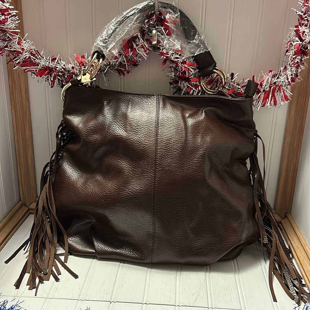 Unbranded Brown Fringed Hobo Bag